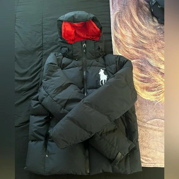 Polo Ralph Lauren big pony puffer jacket black white